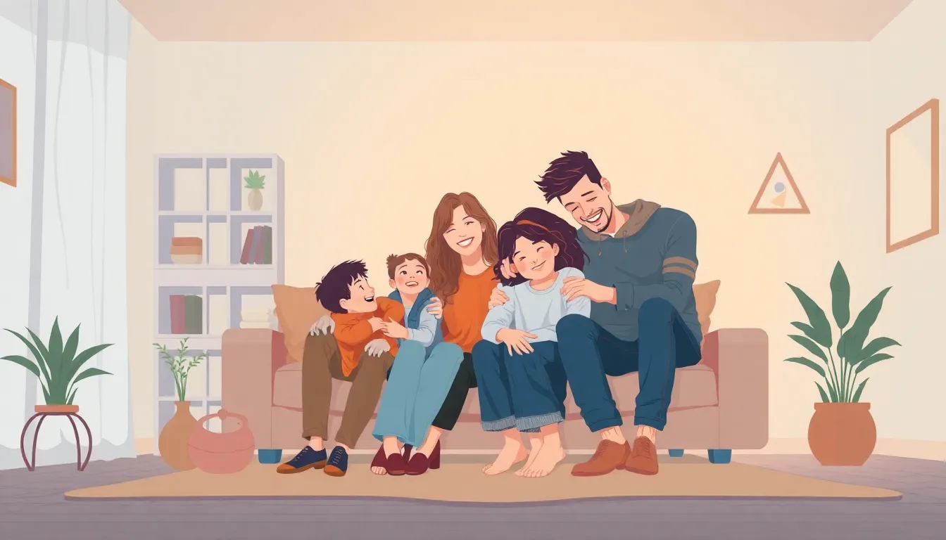 Culto Familiar – Ilustración Artística Profesional de Familia Adorando